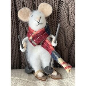 Cute Winter Skiing Mouse Felt Critter Christmas Holiday‎ Ornament Gift PBK